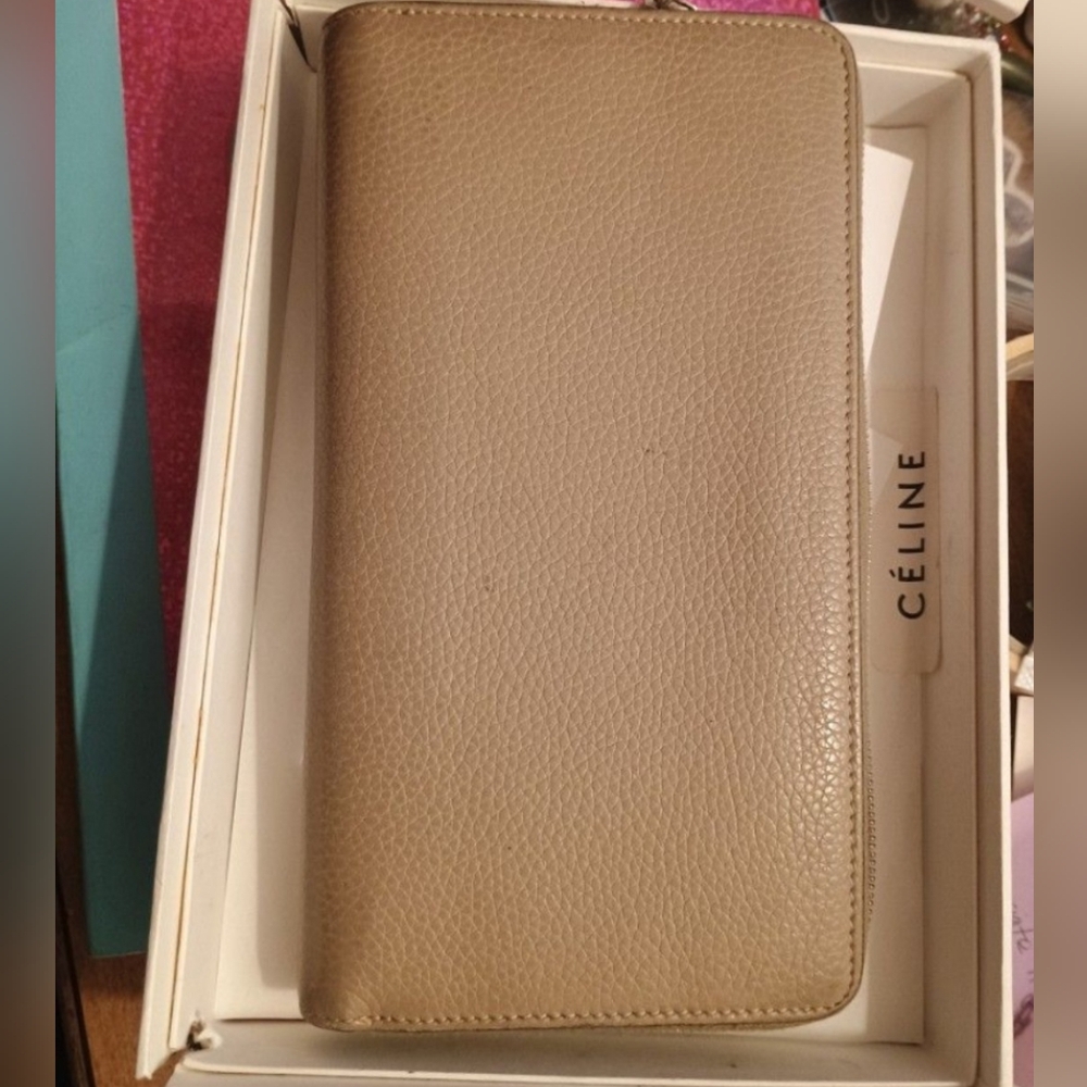 Céline Zip-Around Wallet in Taupe Beige Grained Leather, With Box - Picture 10 of 14